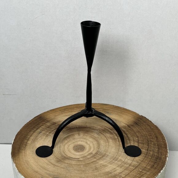 Pair Of Vintage Scandinavian Wrought Iron Tapered Candlesticks 9” - Picture 2 of 5